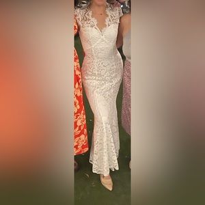 Eliza J White Lace Sheath Dress